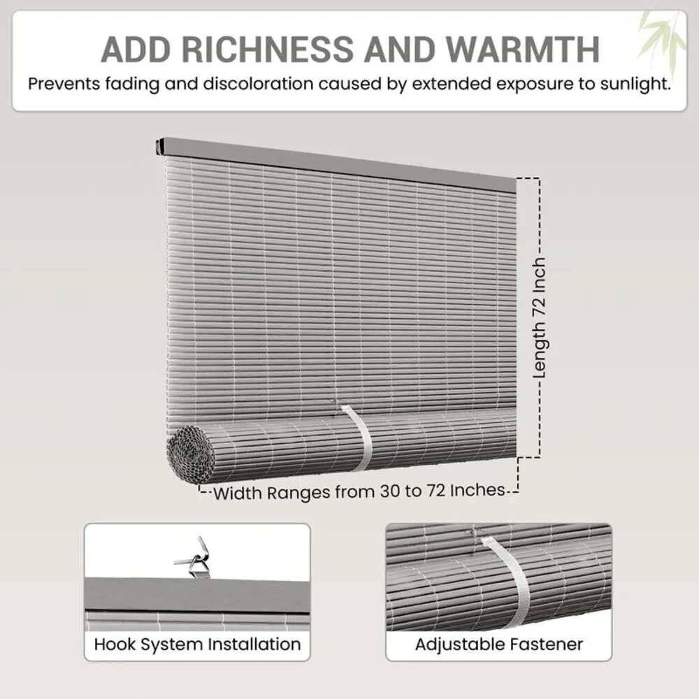 PowerSellerUSA Oval Cordless Blinds, Roll-Up Roller Shades for Windows and